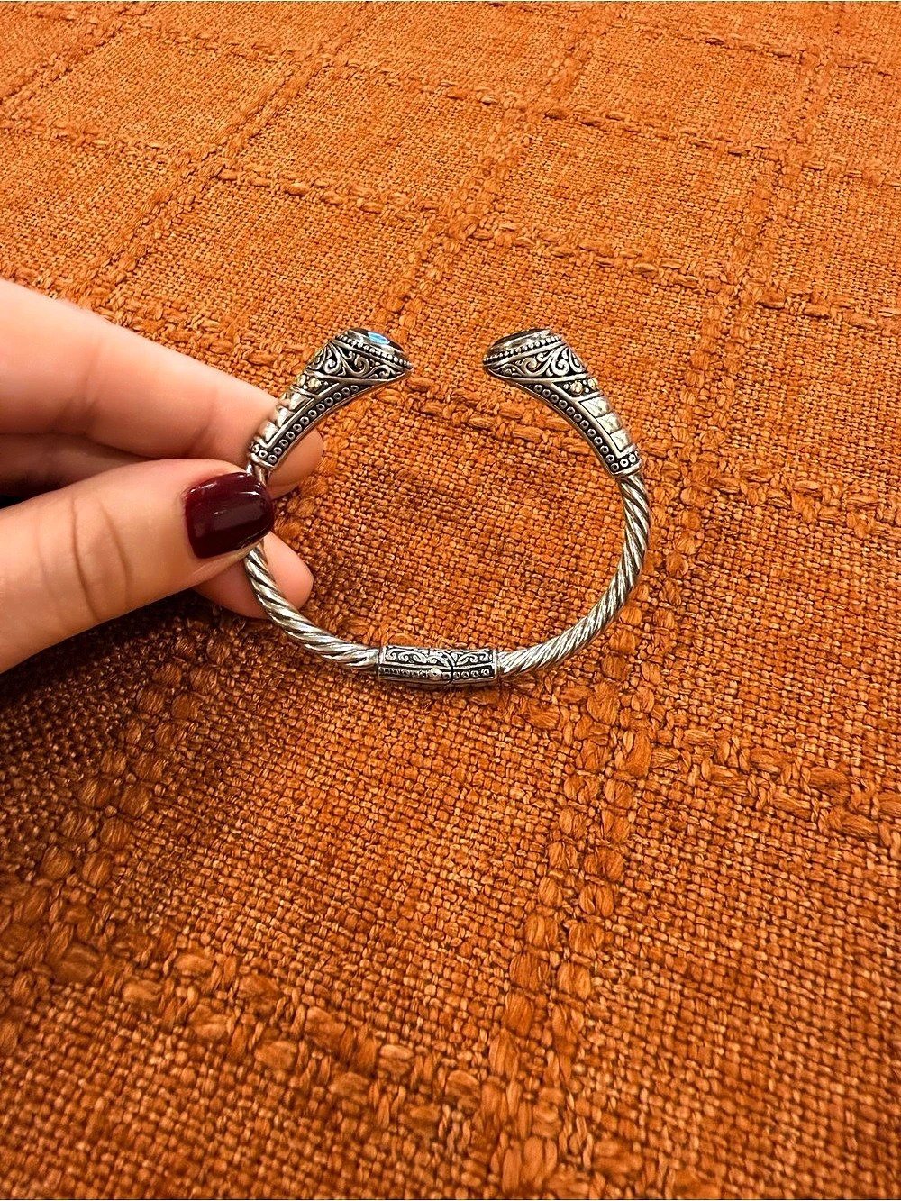Rober Manse Bali Sterling Silver & 18k gold cable bracelet with citrine stones